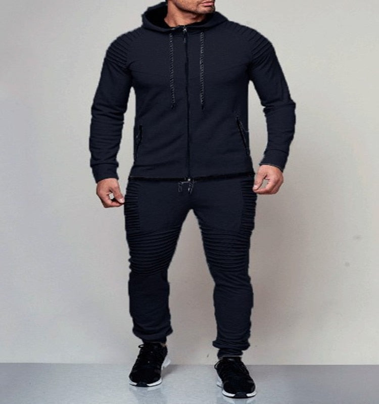 Men's Moto Style Hoodie Jogger Set