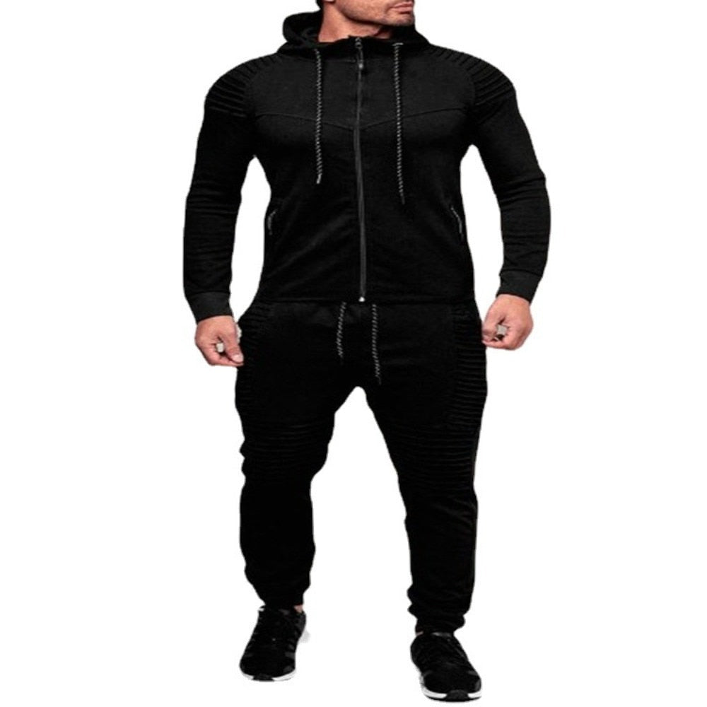 Men's Moto Style Hoodie Jogger Set