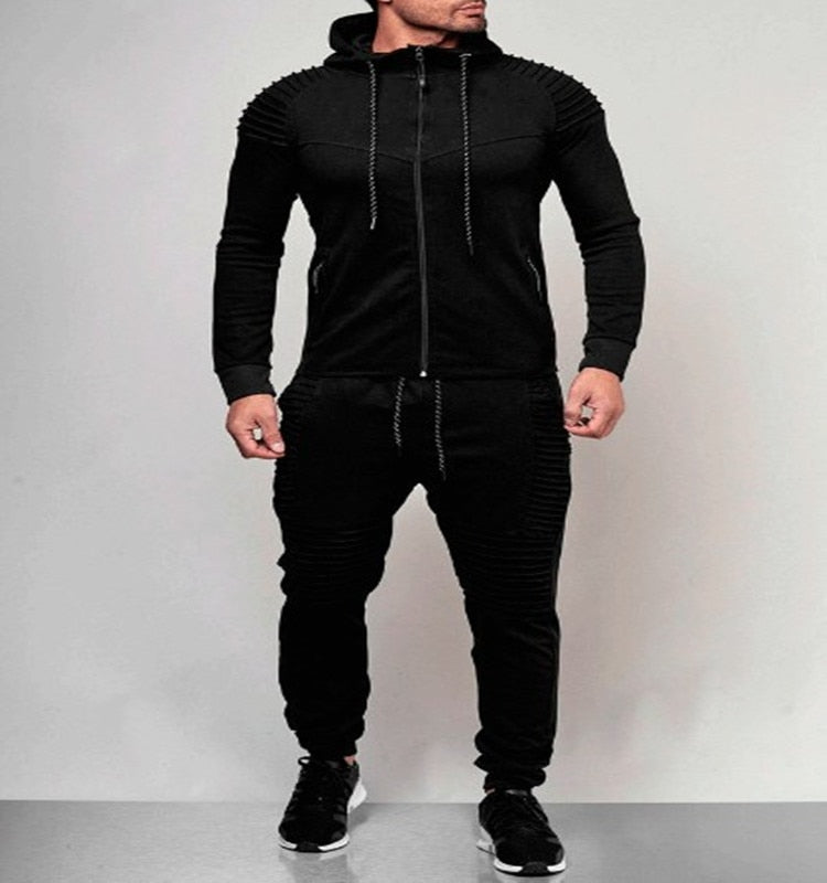 Men's Moto Style Hoodie Jogger Set