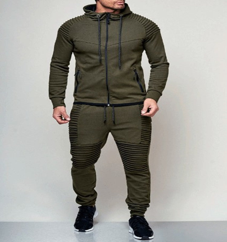 Men's Moto Style Hoodie Jogger Set